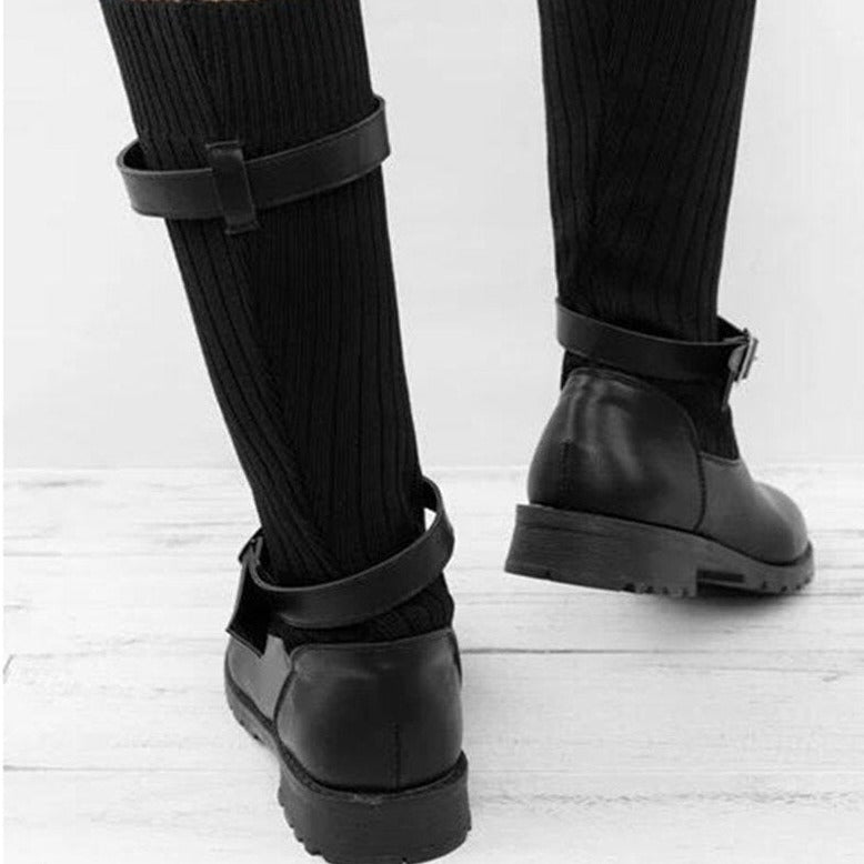 Kelly - Knit Shaft Boots with Buckle