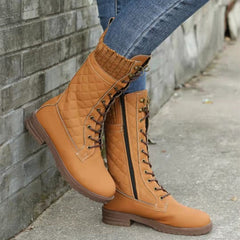 Anastasia - Lace up Boots with Knit Cuff