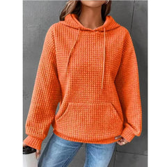 Evelyn - Waffle Hoodie with Pocket — Orange