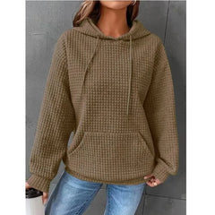 Evelyn - Waffle Hoodie with Pocket — Khaki