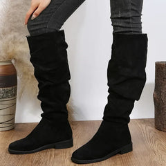 Evelyn - Suede Slouch Knee Boots