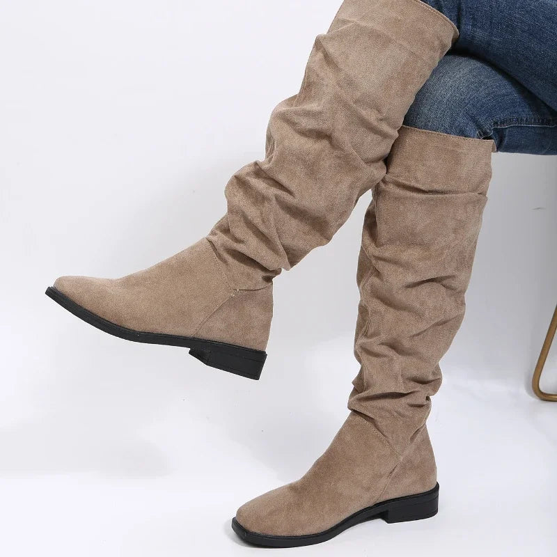 Evelyn - Suede Slouch Knee Boots