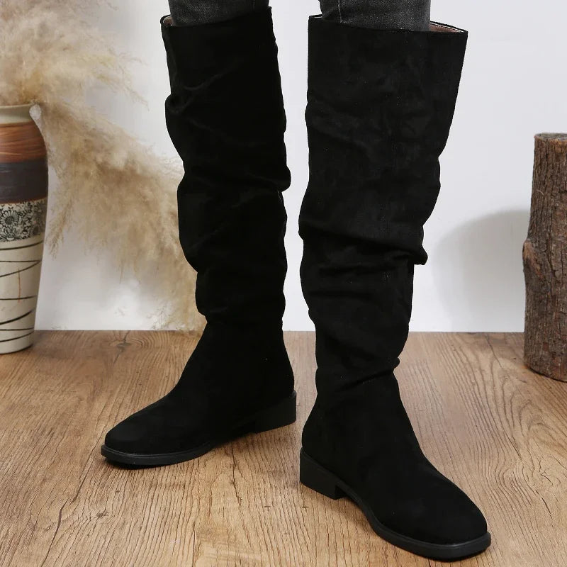 Evelyn - Suede Slouch Knee Boots
