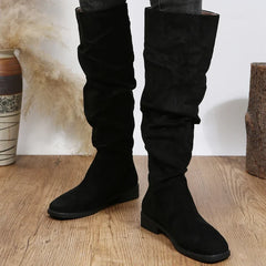 Evelyn - Suede Slouch Knee Boots