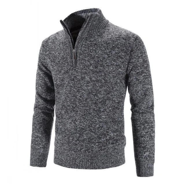 Leo - Marled Half Zip Jumper — Gray