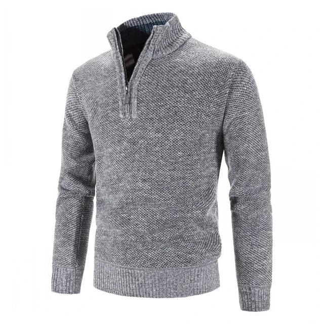 Leo - Marled Half Zip Jumper — Light Gray