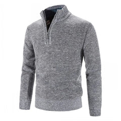 Leo - Marled Half Zip Jumper — Light Gray
