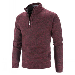Leo - Marled Half Zip Jumper — Red