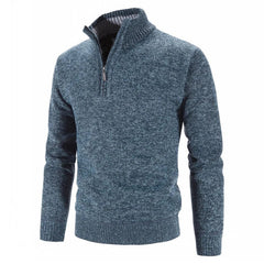 Leo - Marled Half Zip Jumper — Blue