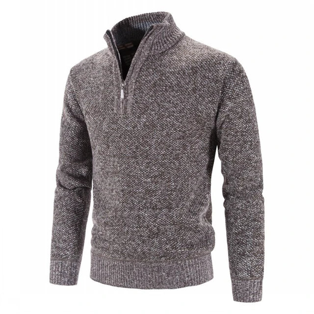 Leo - Marled Half Zip Jumper — Coffee