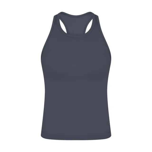Ruby - Ribbed Racer Tank — Dark grey