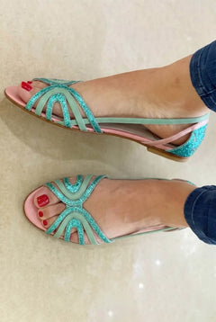 Charmaine - Woven Ribbon Flats — Teal