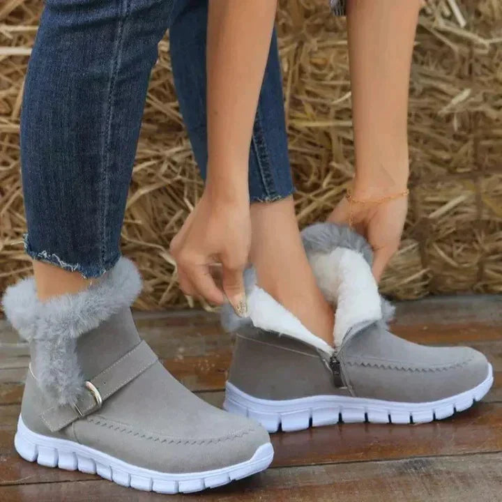 Sylvia - Fur Lined Ankle Boots — Grey
