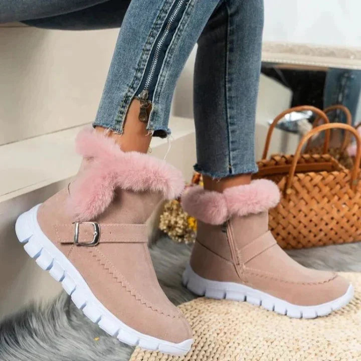 Sylvia - Fur Lined Ankle Boots — Pink