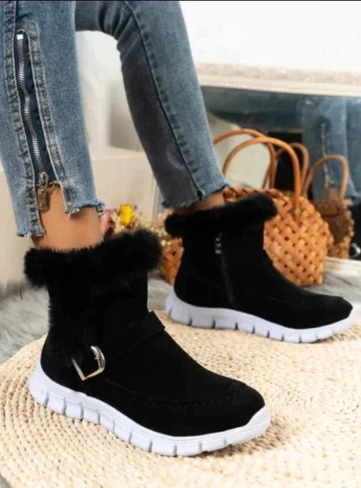 Sylvia - Fur Lined Ankle Boots — Black