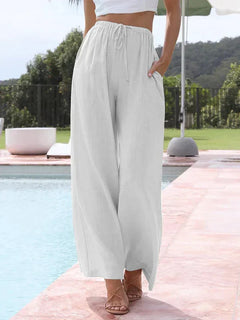 Magnolia - Wide Linen Trousers — White