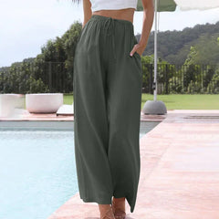 Magnolia - Wide Linen Trousers — Green