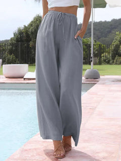 Magnolia - Wide Linen Trousers — Grey