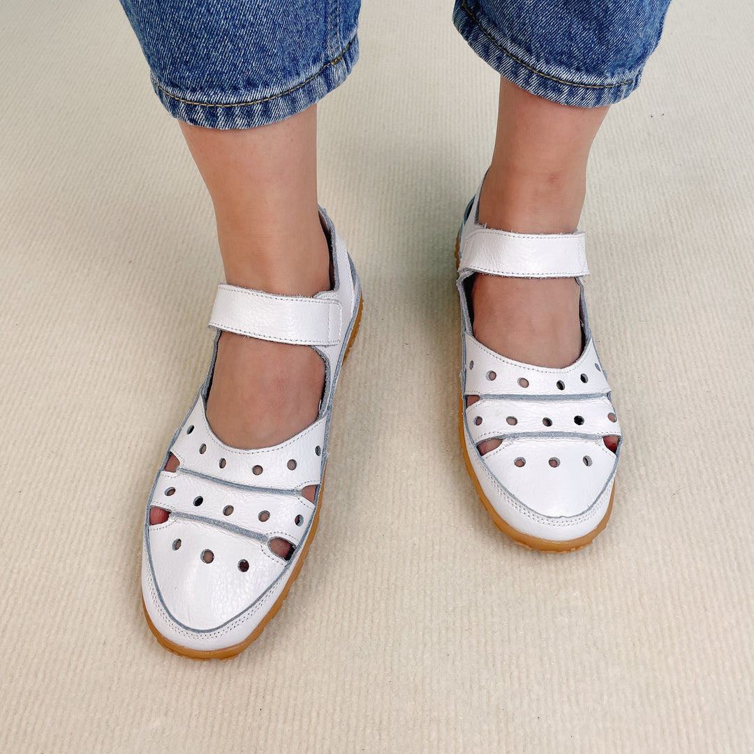 Dominique - Perforated Velcro Sandals