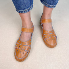 Dominique - Perforated Velcro Sandals