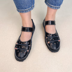 Dominique - Perforated Velcro Sandals