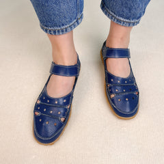 Dominique - Perforated Velcro Sandals
