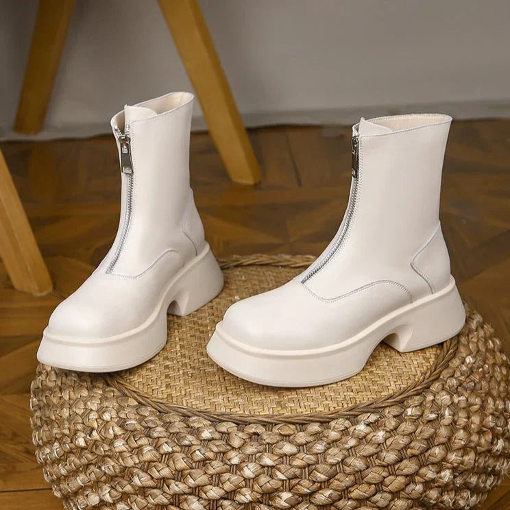 Alice - Zip Front Chunky Boots