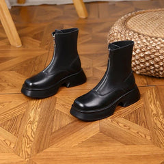 Alice - Zip Front Chunky Boots — Black
