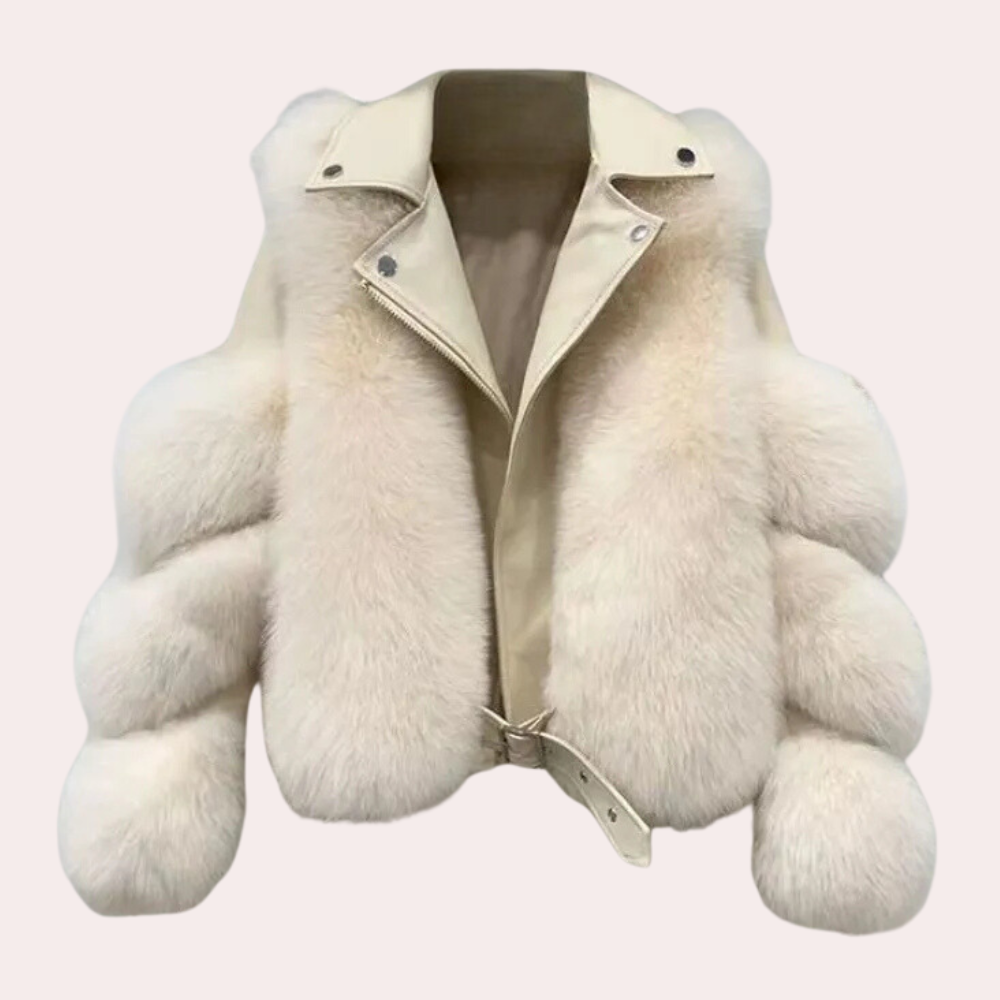 Emerson - Cropped Faux Fur Jacket — Apricot