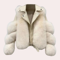 Emerson - Cropped Faux Fur Jacket — Apricot