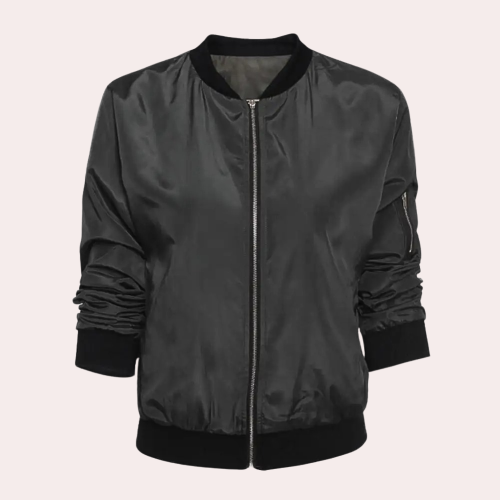 Camille - Zip Bomber with Rib Trim