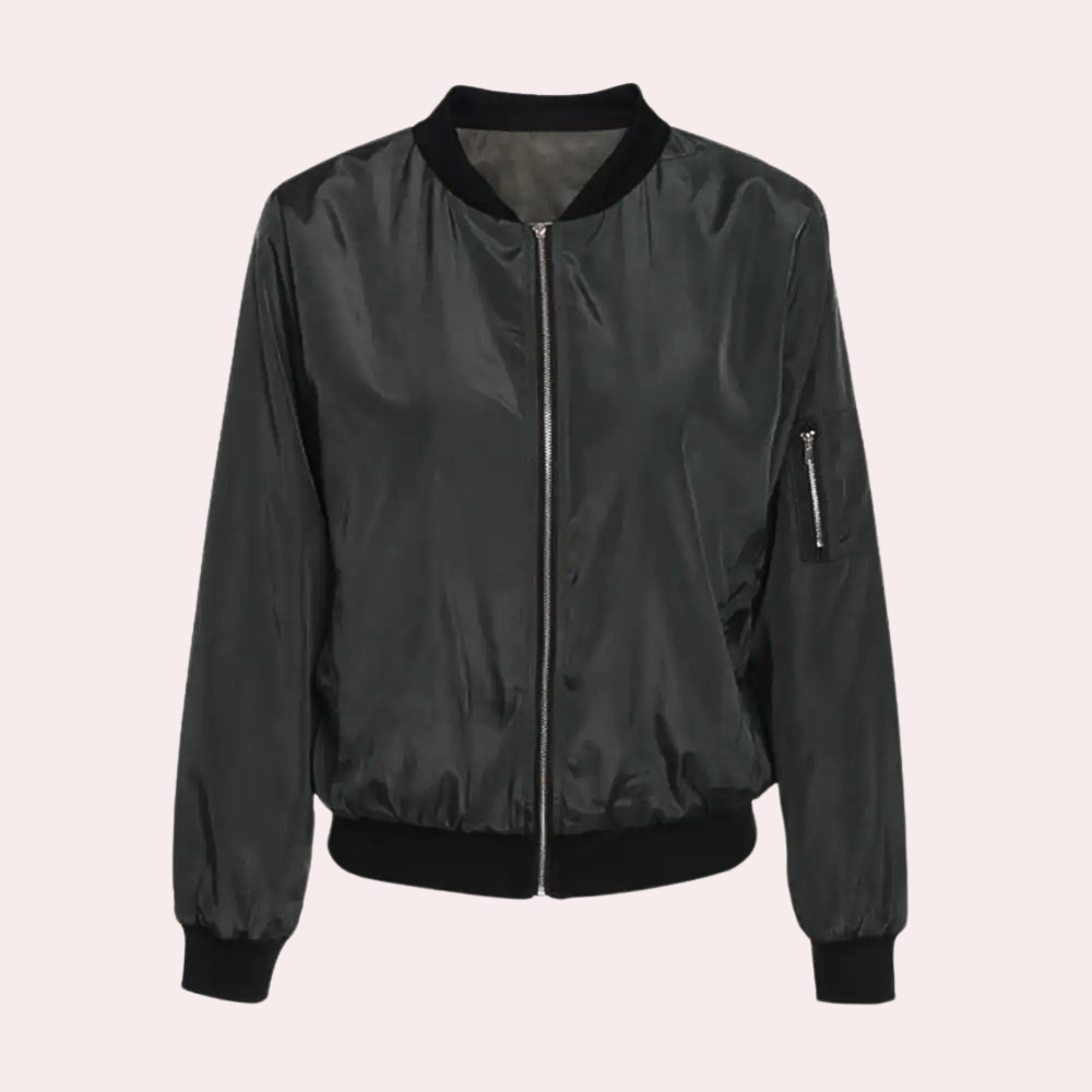 Camille - Zip Bomber with Rib Trim