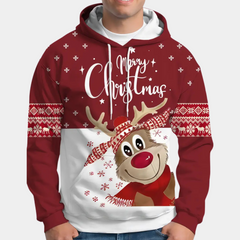 Brayden - Reindeer Christmas Hoodie — Red