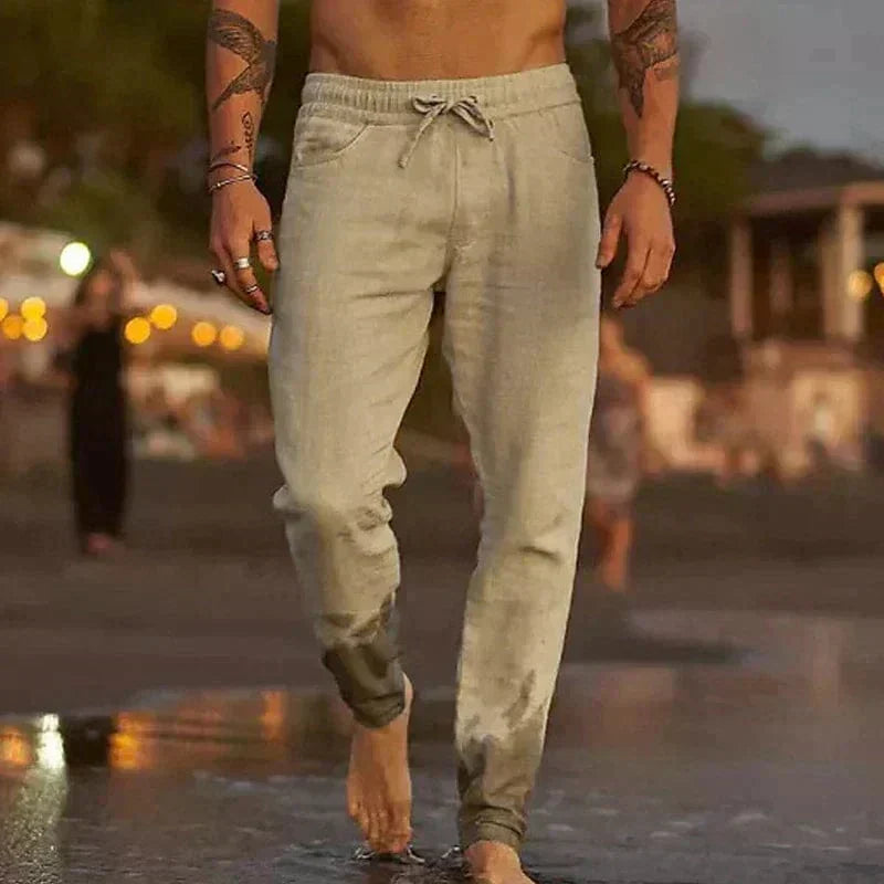 Michael - Linen Beach Trousers — khaki