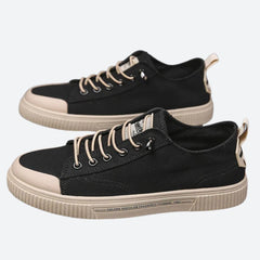 Alastair - Canvas Low Top Sneakers — Black and white