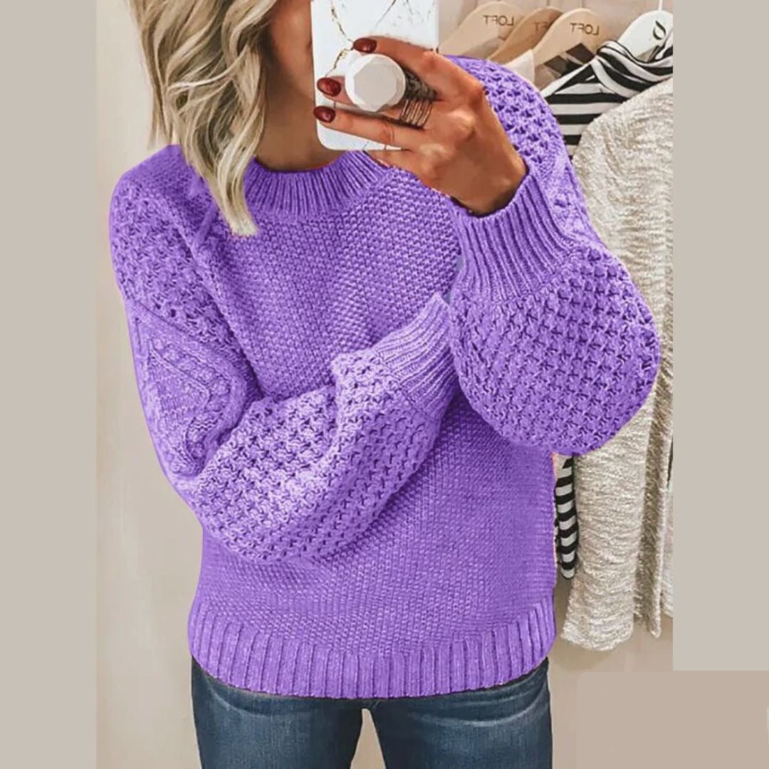 Emily - Textured Knit Jumper — Purple