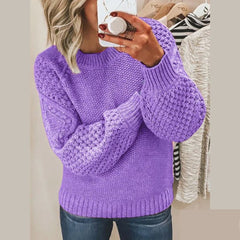 Emily - Textured Knit Jumper — Purple