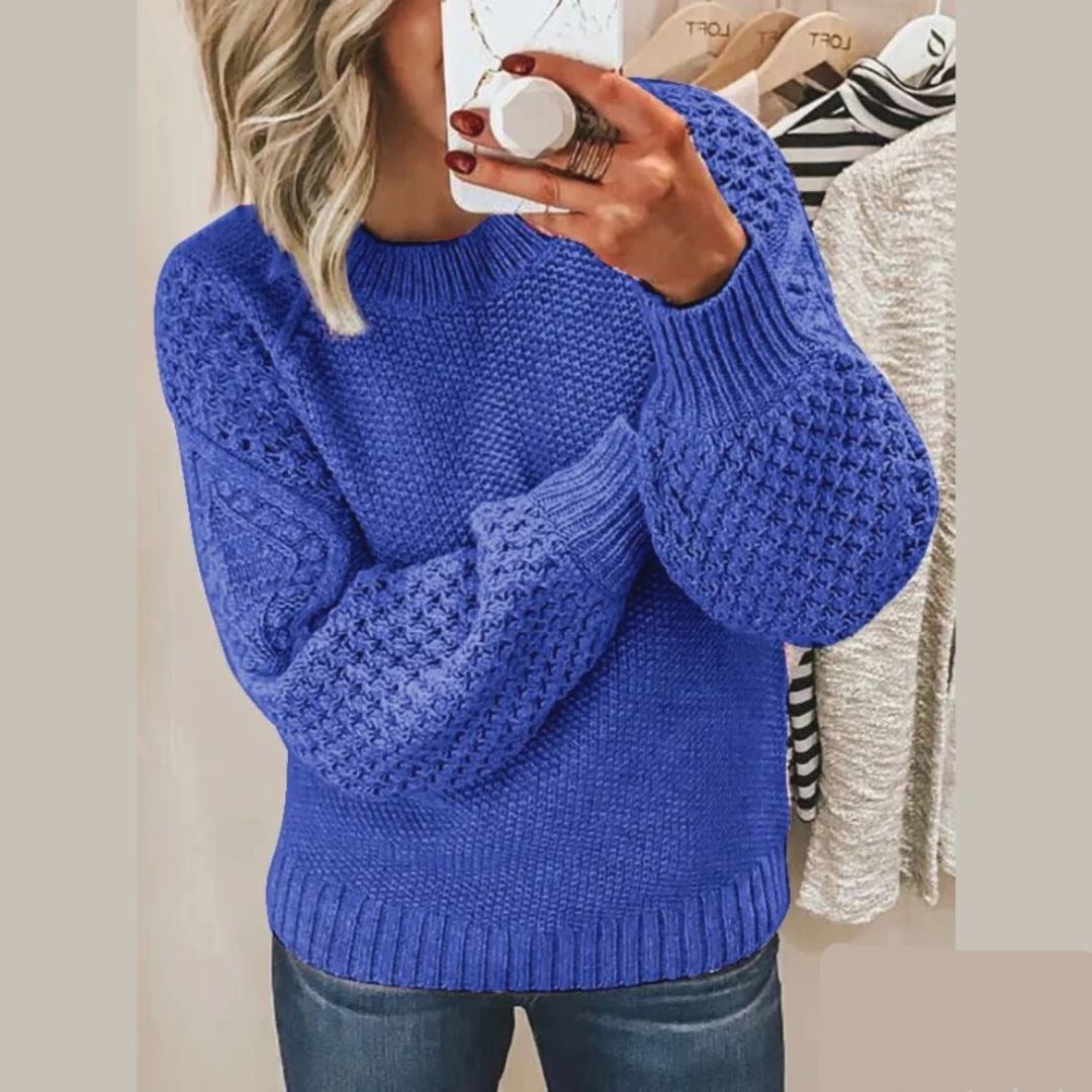 Emily - Textured Knit Jumper — Blue