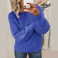 Emily - Textured Knit Jumper — Blue