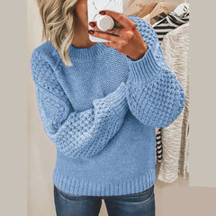 Emily - Textured Knit Jumper — Sky blue