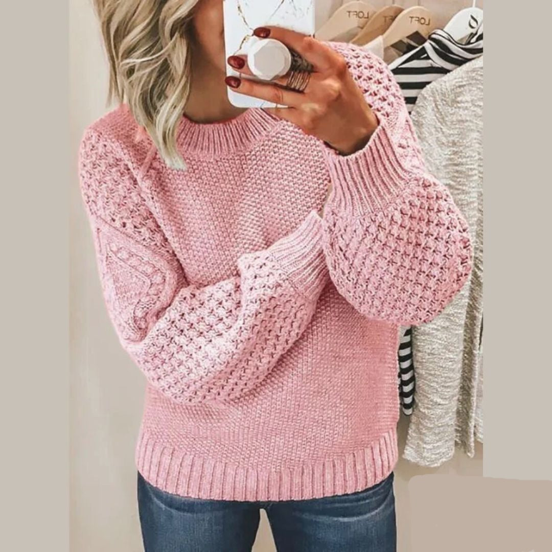 Emily - Textured Knit Jumper — Pink