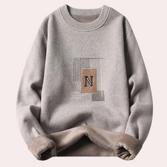 Patrick - Jumper with Letter Patch — Beige