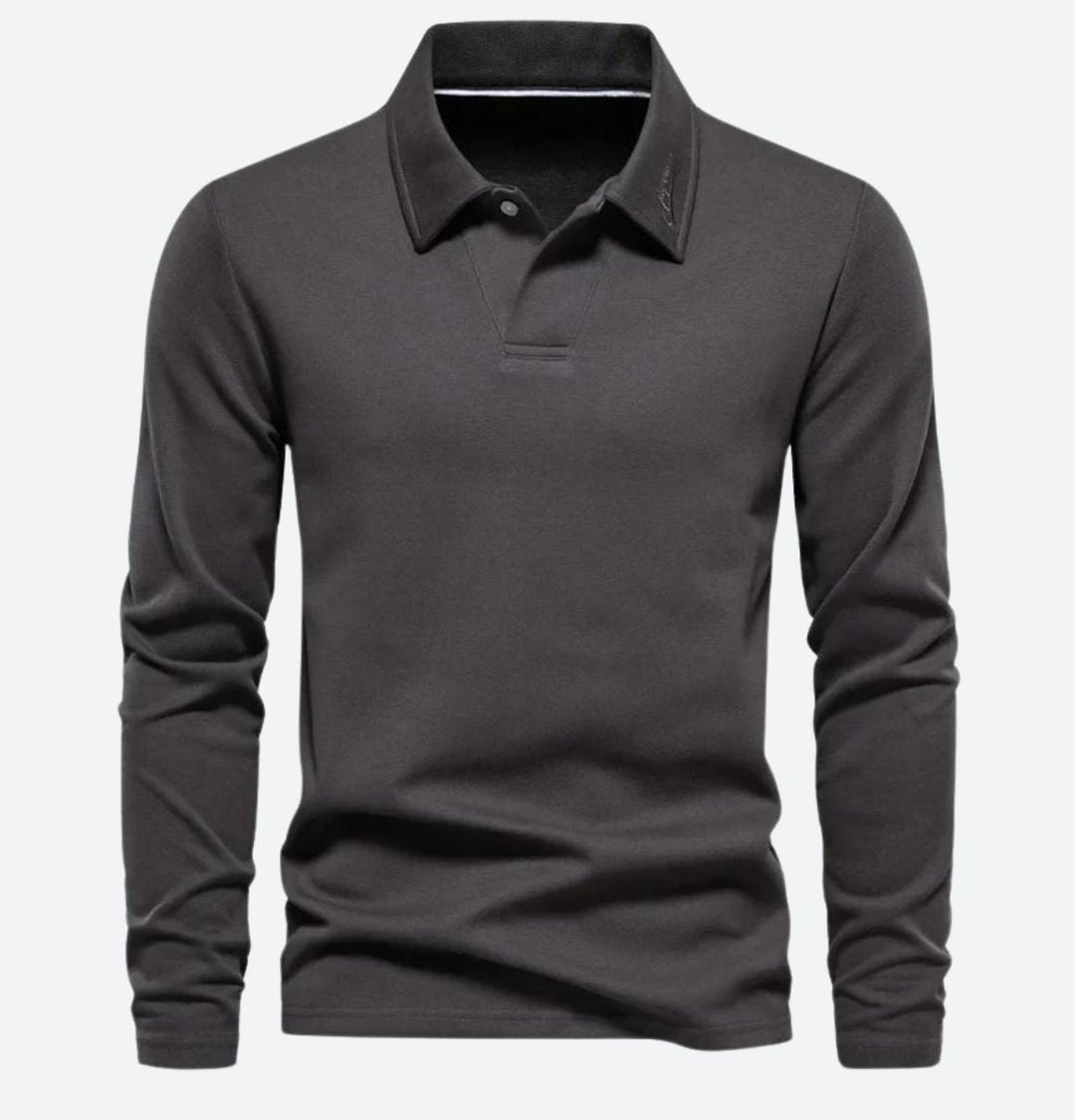 James - Long Sleeve Polo Shirt — Black