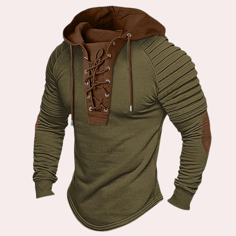 Wilson - Lace up Hooded Top — Green