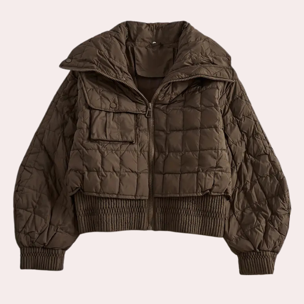 Tricia - Cropped Quilted Puffer — Brown