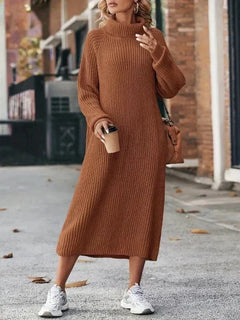 Zara - Ribbed Turtleneck Midi Dress