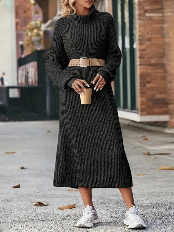 Zara - Ribbed Turtleneck Midi Dress