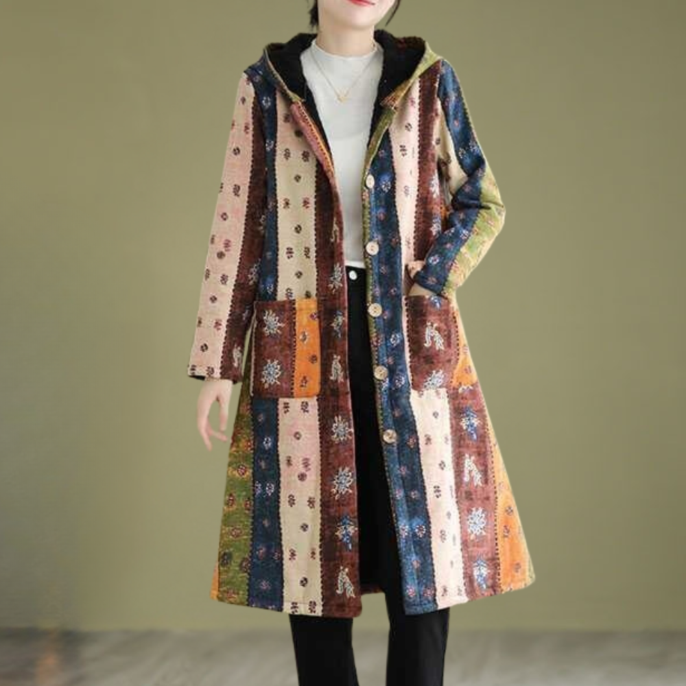 Serena - Patchwork Hooded Coat