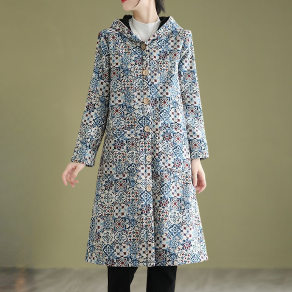Bettina - Floral Print Long Coat