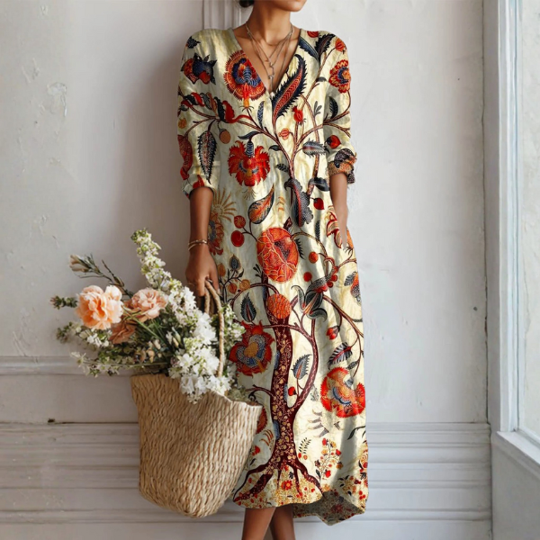 Chiara - Tree of Life Linen Dress
